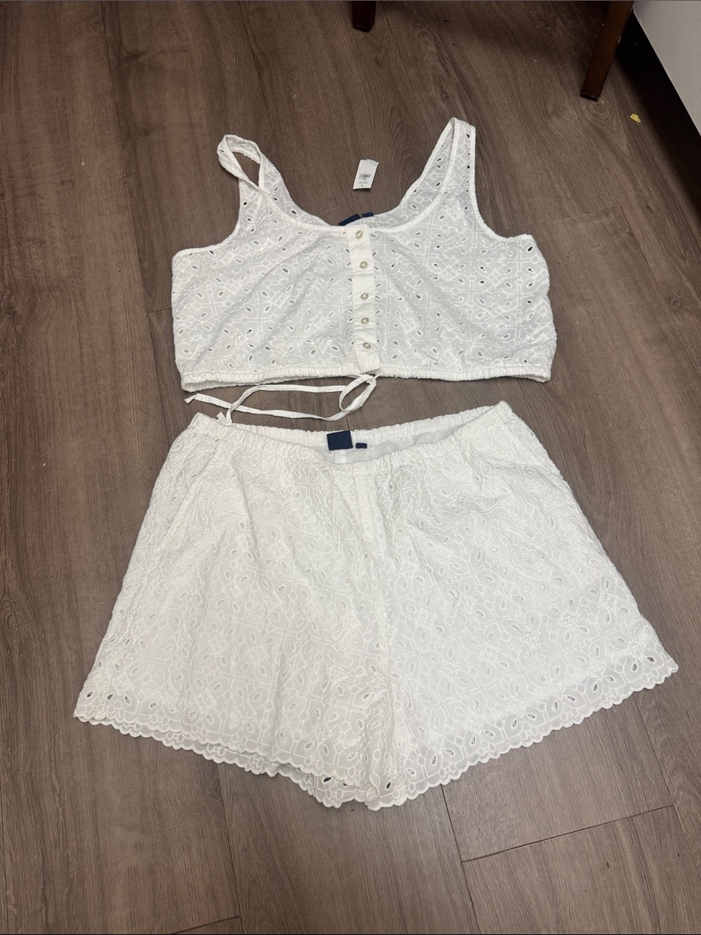 GAP White Eyelet Crop Top and Shorts Set